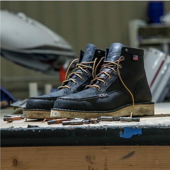 DANNER Bull Run Moc Toe 6" Black Steel Toe size 7.5 shoes boots lace up - Picture 6 of 6